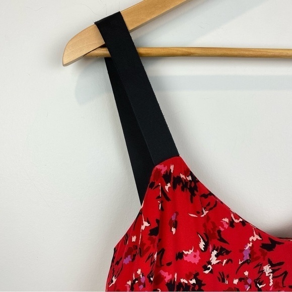 JASON Wu Grey • cadmium red v-neck printed silk pleated cami - Picture 6 of 11